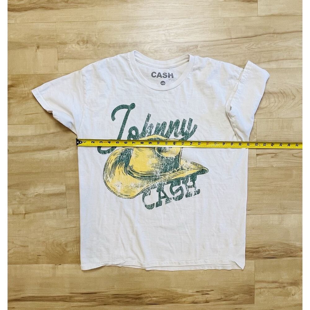 Johnny Cash Cowboy Hat Graphic T-Shirt Sand Beige Size Medium Music Tee - Picture 6 of 8